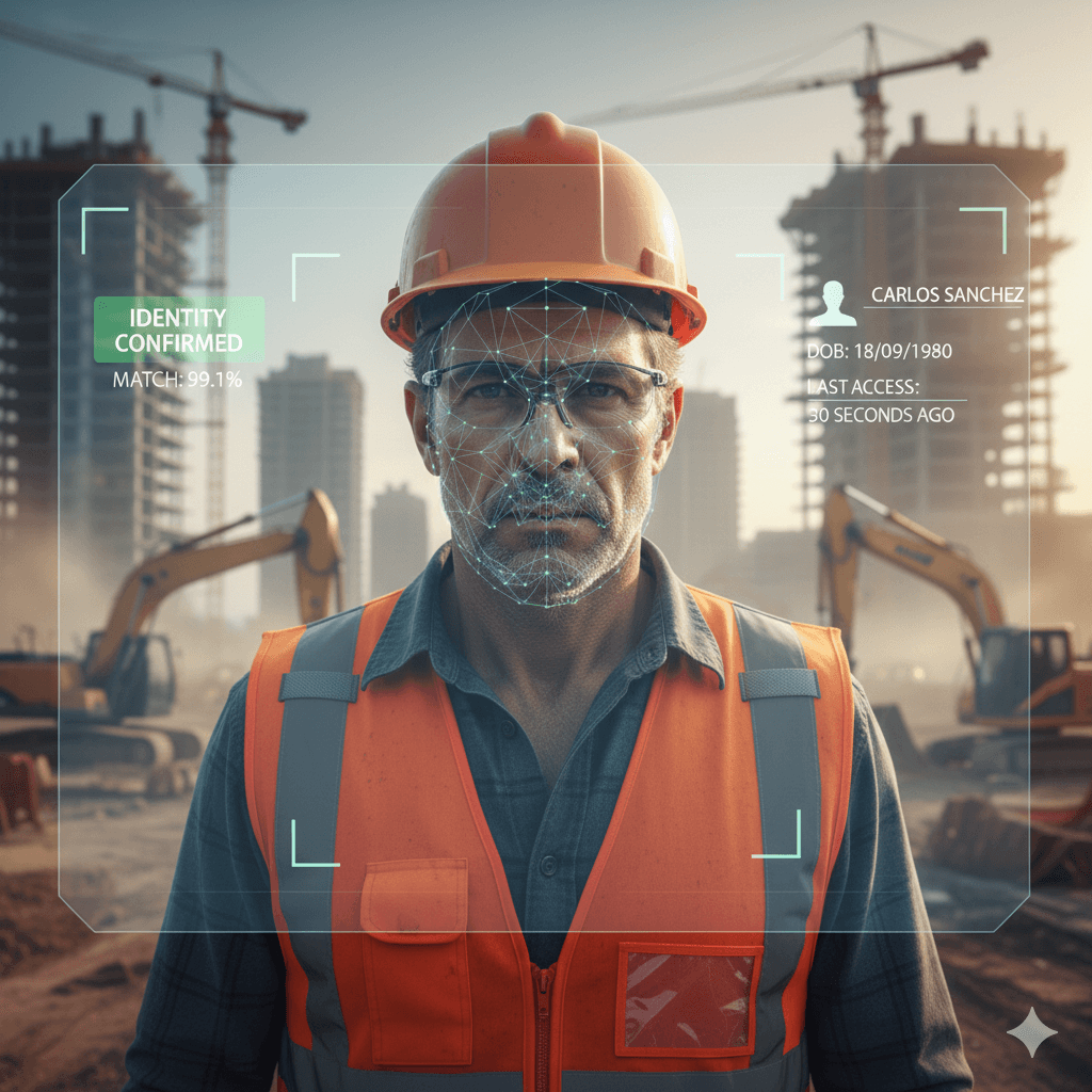 Reconhecimento facial em canteiro de obras